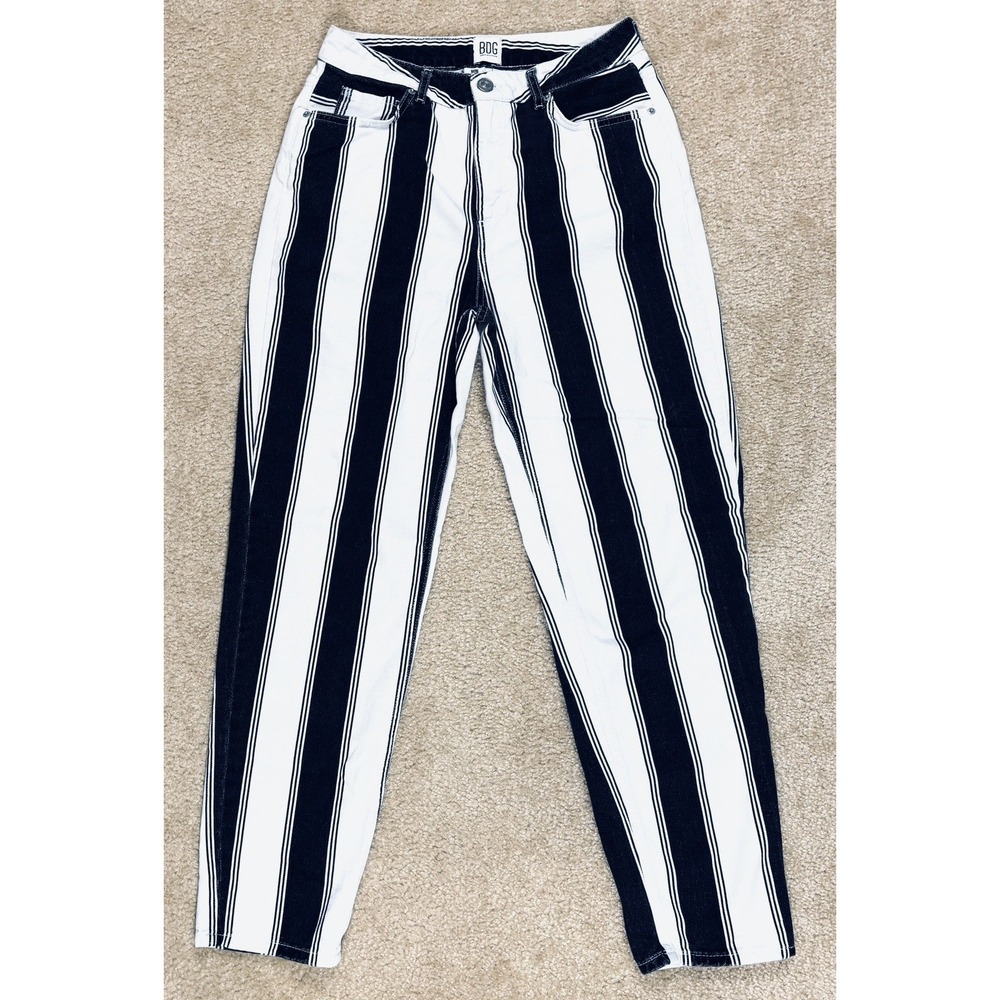 BDG Urban Outfitters Mom Jeans Size 28 Black White Stripe Mom High Rise 29X30